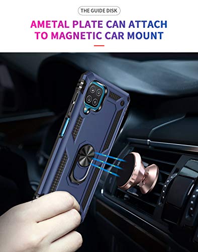 Galaxy A12 Case,Samsung A12 Case,with Screen Protector,[Military Grade] 16ft. Drop Tested Cover with Magnetic Kickstand Car Mount Protective Case for Samsung Galaxy A12, Blue