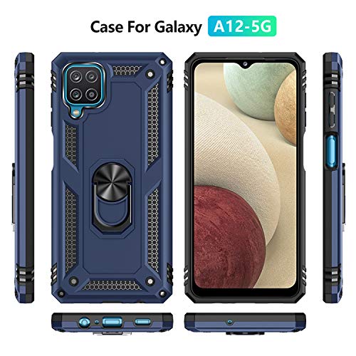 Galaxy A12 Case,Samsung A12 Case,with Screen Protector,[Military Grade] 16ft. Drop Tested Cover with Magnetic Kickstand Car Mount Protective Case for Samsung Galaxy A12, Blue