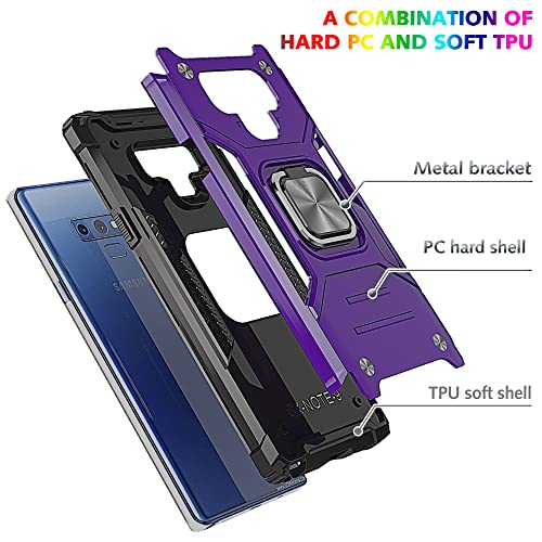 AYMECL for Galaxy Note 9 Case, Note 9 Case with Self Healing Flexible TPU Screen Protector [2 Pack], Military Grade Double Shockproof with Kickstand Protective Case for Samsung Note 9-Purple