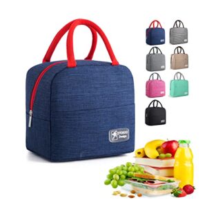 zvosoo insulated lunch bags for women and men, reusable lunch boxes, waterproof tote bag,multi-pocket lunch containers for work, office, picnic, outdoor (navy blue)