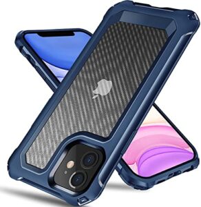 tuerdan designed for iphone 12 case, iphone 12 pro case, [military grade shockproof] [soft bumper & hard back] anti-scratches, fingerprint resistant, protective phone case - 6.1 inch, blue