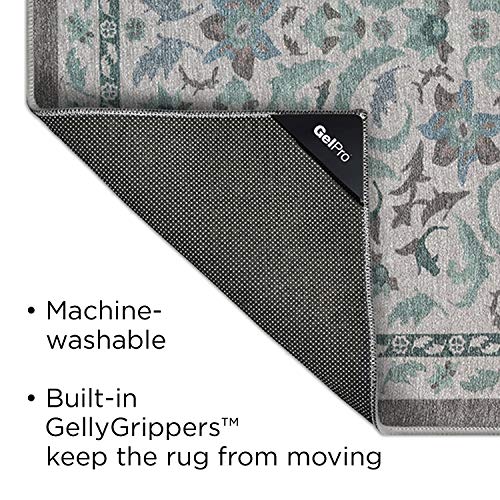 GelPro Nevermove Artisan Machine-Washable Chenille Textured GellyGrippers, 24x76, Heritage Dusty Blue (Rug Only)