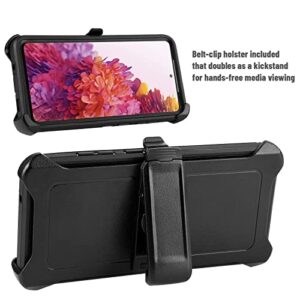Case for Samsung Galaxy S20 FE 5G (2020) Heavy Duty Shockproof Drop-Proof Triple Layer Defense Cover 6.5” (Black with Belt Clip), Black