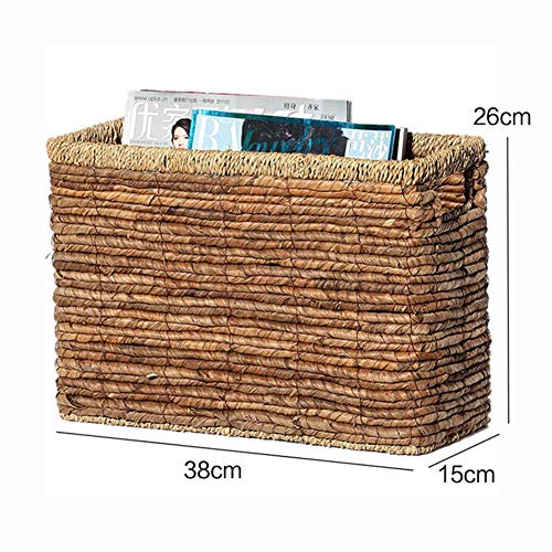 KXA Straw Magazine Basket Rectangular Storage Basket Home Finishing Basket with Handle