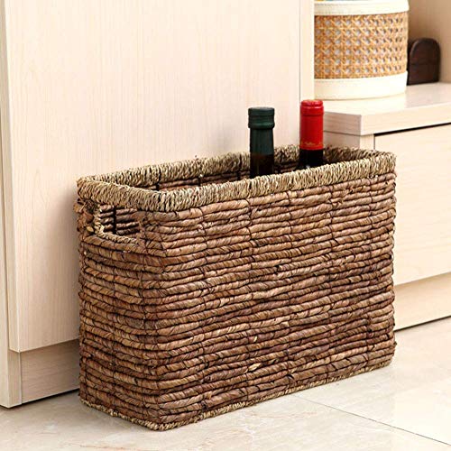 KXA Straw Magazine Basket Rectangular Storage Basket Home Finishing Basket with Handle