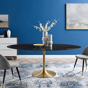 Modway Lippa Oval Artificial Marble 78" Dining Table, Gold Black