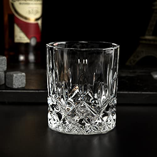 calliva von Old Fashioned Bourbon Glass, Set of 4 Crystal Whiskey Glasses In Gift Box. Rocks Glass for Scotch Irish Whisky Cocktail Cognac Snifter Rum Tequila Drinking, Best Lowball Tumbler 10oz