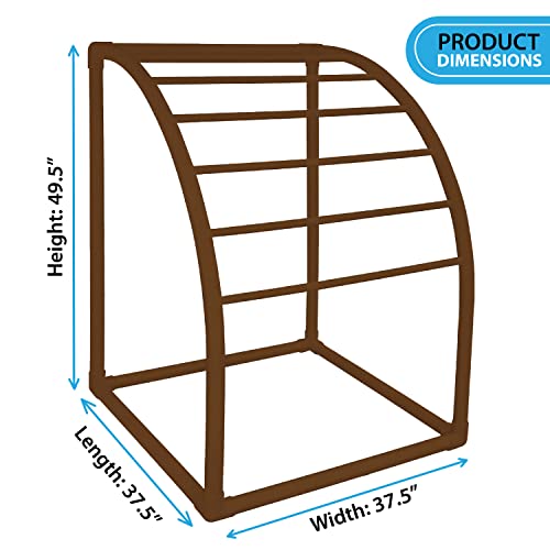 7 Bar Curved PVC Towel Rack - Free Standing Poolside Storage Organizer - Also Stores Floats, Paddles and Noodles, 37.5" W x 37.5" L x 49.5" H, (Brown) Style 144574