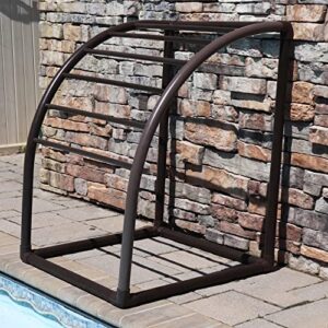 7 Bar Curved PVC Towel Rack - Free Standing Poolside Storage Organizer - Also Stores Floats, Paddles and Noodles, 37.5" W x 37.5" L x 49.5" H, (Brown) Style 144574