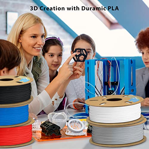 DURAMIC 3D Matte PLA Filament 1.75mm Black, 1kg Cardboard Spool Matte Finish 3D Printer Filament PLA 1.75mm Dimensional Accuracy 99% +/- 0.03 mm, Printing with FDM 3D Printer, Easy to Remove Support