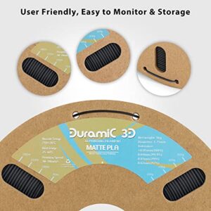 DURAMIC 3D Matte PLA Filament 1.75mm Black, 1kg Cardboard Spool Matte Finish 3D Printer Filament PLA 1.75mm Dimensional Accuracy 99% +/- 0.03 mm, Printing with FDM 3D Printer, Easy to Remove Support