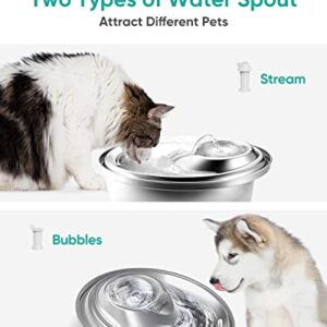 ZeePet Cat Water Fountain Stainless Steel D60,100oz/3L Pet Water Fountain for Cats Inside,Dog Fountain Water Bowl for Small, Medium Dogs and Cats (with mat, 6pcs Filters, Brushes)