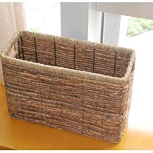 KXA Straw Magazine Basket Storage Basket Magazine Basket Rectangular Storage Basket Vintage Chinese Finishing Basket 26 38 15cm