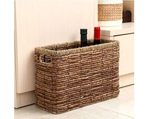 KXA Straw Magazine Basket Storage Basket Magazine Basket Rectangular Storage Basket Vintage Chinese Finishing Basket 26 38 15cm