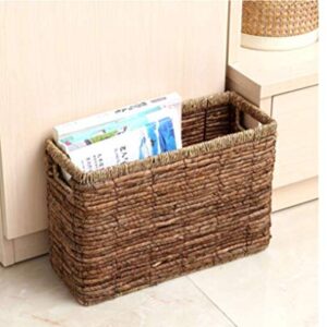 KXA Straw Magazine Basket Storage Basket Magazine Basket Rectangular Storage Basket Vintage Chinese Finishing Basket 26 38 15cm