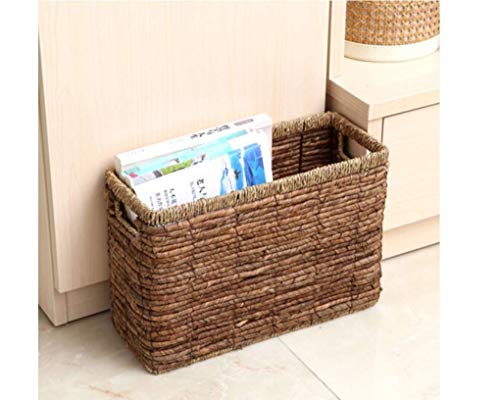 KXA Straw Magazine Basket Storage Basket Magazine Basket Rectangular Storage Basket Vintage Chinese Finishing Basket 26 38 15cm