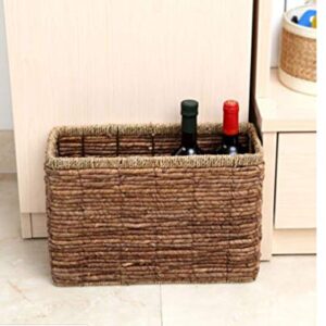 KXA Straw Magazine Basket Storage Basket Magazine Basket Rectangular Storage Basket Vintage Chinese Finishing Basket 26 38 15cm