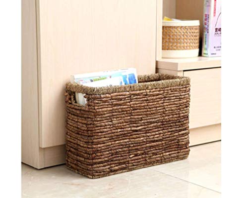 KXA Straw Magazine Basket Storage Basket Magazine Basket Rectangular Storage Basket Vintage Chinese Finishing Basket 26 38 15cm