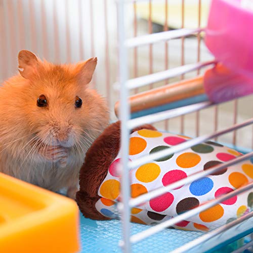 2 Pieces Hamster Sleeping Bag Rat Hamster House Bed Small Pet Nest Hideout Pouch Small Animal Sleep Bed Winter Sack Cage Nest Bed for Guinea Pig Squirrel Ferret Chinchilla (Heart Pattern, Dot Pattern)