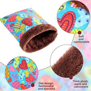 2 Pieces Hamster Sleeping Bag Rat Hamster House Bed Small Pet Nest Hideout Pouch Small Animal Sleep Bed Winter Sack Cage Nest Bed for Guinea Pig Squirrel Ferret Chinchilla (Heart Pattern, Dot Pattern)