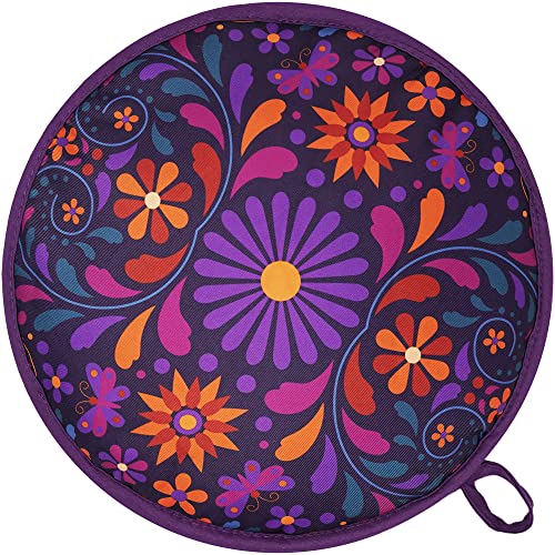 Sophix Tortilla Warmer Pouch - 12-Inch Large Size - This Thermal Insulated Fabric Holder Keeps Tortillas, Naan Bread, and Pizza Rolls Warm for up to One Hour | Two-Sided (Flower Design)