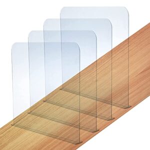 4pcs clear acrylic shelf dividers, adjustable closet organizer fit for any thickness of shelves, great for bedroom, kitchen, office, bathroom, 11.8''x11''