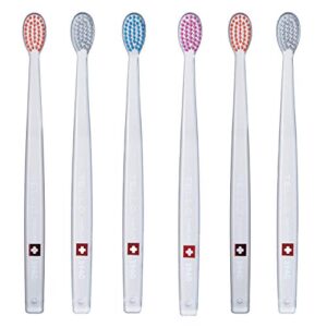 tello 3940 adult medium swiss toothbrush for gentle cleaning with ergonomic handle, 6 count