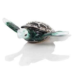 sevenbees small green sea turtle trinket box hinged hand painted enameled sea turtle figurine jewelry box gift for home decor