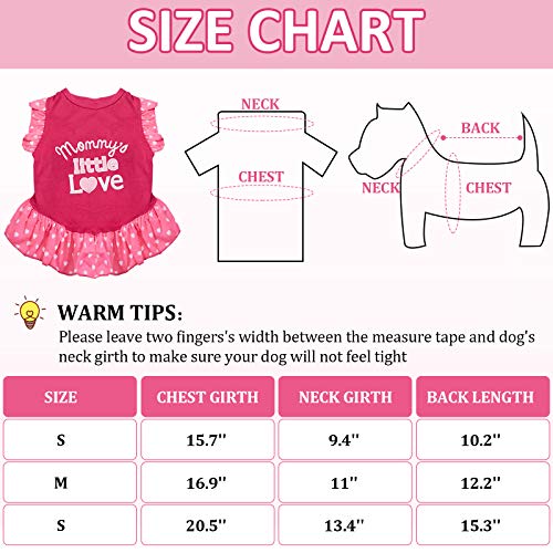 4 Pieces Pet Dress Shirt Cute Dog Sundress Printed Dog Princess Dress Puppy Summer Apparel Clothes Dog Skirt Shirt with Ruffles Dress for Small Dogs Cats Puppy (M)