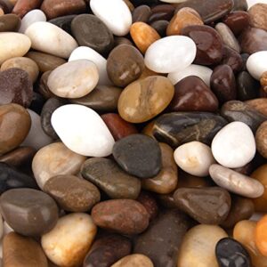 blqh [18 pounds] aquarium gravel river rock, natural polished decorative gravel,garden outdoor ornamental river pebbles rocks, polished pebbles, mixed color stones for vase fillers landscaping (18.4)