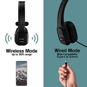 Wireless Bluetooth Headset with Built in Boom Microphone - Noise Cancelling ON Ear Gaming Headphone Compatible for iPhone 14 Pro Max Plus 13 12 11 SE Galaxy Z Flip, Z Fold S22 S21 (Padded ON Ear)
