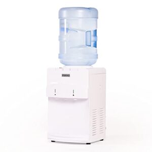 igloo top loading hot and cold water dispenser - water cooler for 5 gallon bottles and 3 gallon bottles - includes child safety lock - water machine perfect for home, office, & more - white countertop