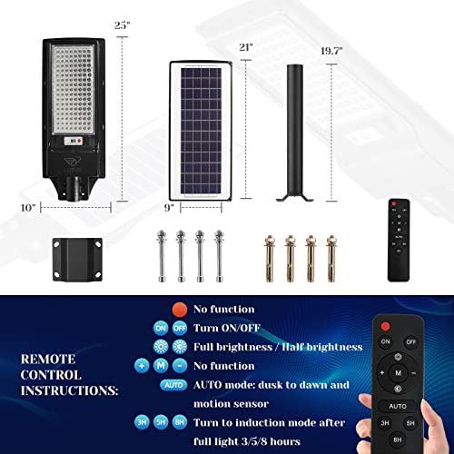 Lovus 600W LED Solar Street Light with Motion Sensor, 6000K Outdoor Solar Flood Light Dusk to Dawn, IP65 Waterproof Solar Parking Lot Light for Garage and Driveway - ST120-078