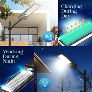 Lovus 600W LED Solar Street Light with Motion Sensor, 6000K Outdoor Solar Flood Light Dusk to Dawn, IP65 Waterproof Solar Parking Lot Light for Garage and Driveway - ST120-078