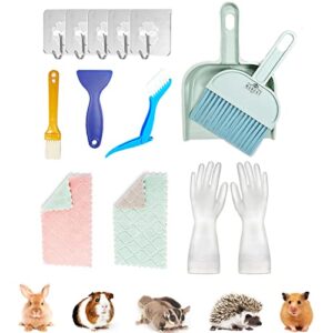 mini dustpan and broom set - small pet cages cleaner kit, small animals/playpen/bedding cages cleaning supplies (cages cleaner kit/blue)