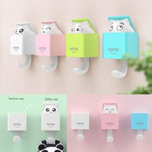 RELABTABY Cute Cartoon Wall Hook, Fun Adhesive Kids Wall Hooks for Boy and Girl Room Bedroom Hanging Towel, Coat, Hat, Scarf, Cloth, Key, Bag, Belt, Toy and More [4-Pack]…