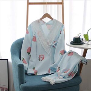 stjdm nightgown,kimono air layer red leaf confinement suit set pregnant women postpartum household pajamas set women nursing pyjama l 04