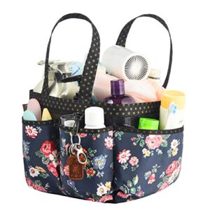 ninu portable mesh shower caddy bag, travel shower basket tote for bathroom accessories, college dorm room essentials- flower design