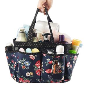 NINU Portable Mesh Shower Caddy Bag, Travel Shower Basket Tote for Bathroom Accessories, College Dorm Room Essentials- Flower Design