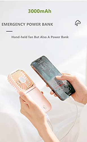 Mini Fan, Portable USB Rechargeable Handheld Fan, Portable Fan Has Three Gears Of Wind Speed, Folding Mobile Phone Bracket. 3000mAh Power Supply Provides Emergency Charging For The Device ( Green )