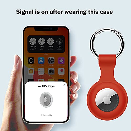 Smooth 4 PCS Protective Sleeve Case for AirTag Key Finder Location Tracker, Silicone Anti-Scratch Lightweight Skin Cover Holder with Keychain for Apple AirTags Accessories (Black, Red, White, Blue)