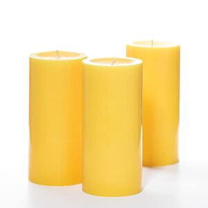 richland set of 3 yellow pillar candles 3" x 6" unscented dripless for weddings home holidays relaxation spa church