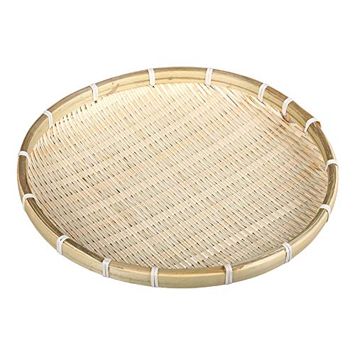 TimesFriend 100% Natural Handmade Woven Bamboo Basket Tray U Shape Holder Bulk Food Flat Shallow Basket Size 8inch 10inch 12inch 14inch 16inch Bulk for Customizing (Round, Set of 3)