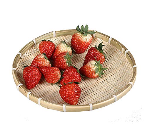 TimesFriend 100% Natural Handmade Woven Bamboo Basket Tray U Shape Holder Bulk Food Flat Shallow Basket Size 8inch 10inch 12inch 14inch 16inch Bulk for Customizing (Round, Set of 3)