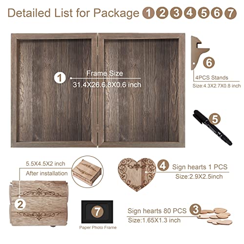 Y&K Homish Guest Book for Wedding Alternative Rustic Wedding Decorations for Reception Wedding Signs Guest Book with Pen 160 Blank Wooden Hearts