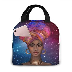 duduho afro american black woman lunch bag compact tote bag reusable lunch box container for women men school office work