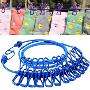 Windproof Travel Nylon Clothesline, 2 Pieces Portable Hanger Rope Clothespin for Home & Travel