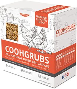 coohgrubs premium quality dried black soldier fly larvae, natural nutritious grubs for chickens, high protein and calcium rich treats for laying hens, ducks, geese, turkeys, quails and more