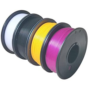Maths PLA+ 3D Printer Filament 1.75mm (±0.02 mm), Total 1Kg/2.2lb, 0.25Kg/Spool Independent Vacuum Package. 4 Colors Pack for 3D Printer & 3D Pen---Purple, Yellow,Black, White.