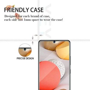 Galaxy A42 HD Clear Tempered Glass Screen Protector + Camera Lens Protectors by YEYEBF, [2+2 Pack] [3D Glass] [Bubble-Free] [Anti-Glare] Screen Protector Glass for Samsung Galaxy A42